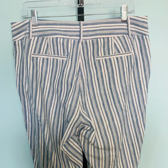 LOFT Blue Stripe Linen Blend Marisa Pants Size 10 - Picture 7 of 7